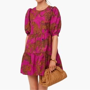 Farm Rio Artsy Leopards Tiered Mini Dress
